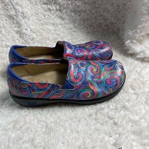 Alegria Keli PRO Swirly Goodness leather multi color slip on clogs EUR41